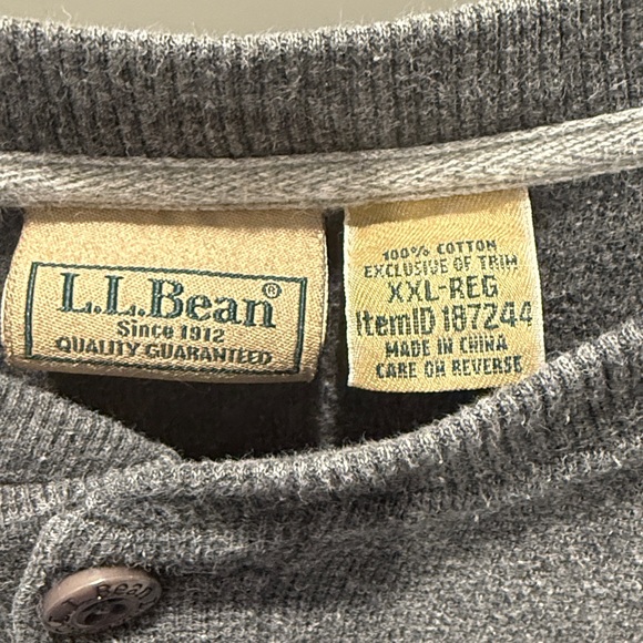 LL Bean Gray Henley Long Sleeve Shirt. Size XXL - Picture 2 of 3